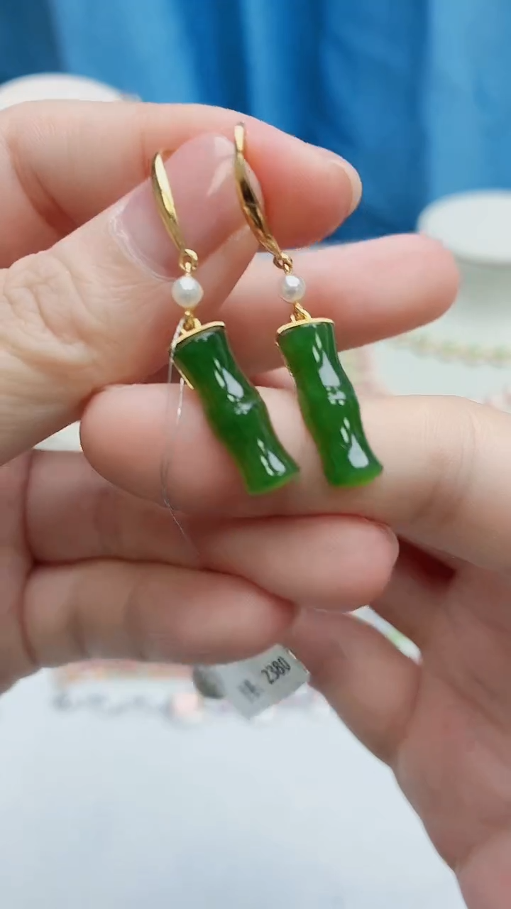 银S925镶嵌和田玉耳饰063ZB1113产品一个（多样性）