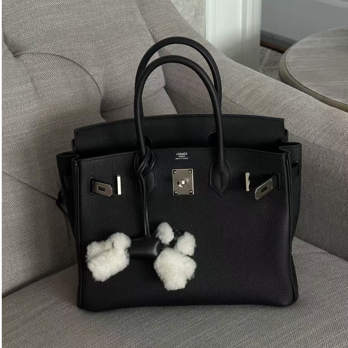 99新 Hermes/爱马仕  birkin30黑银 TOGO皮 A刻