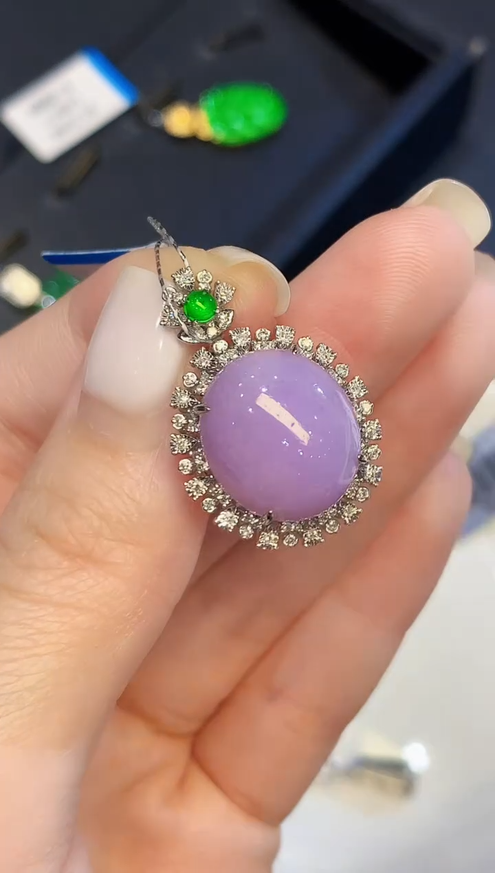 吊坠(不含链)18K金镶嵌翡翠L2162