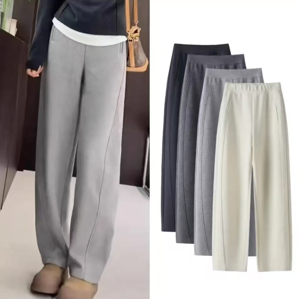 【加厚羊绒】1008加绒休闲裤冬季洋气慵懒派显瘦舒适垂感百搭小弯刀