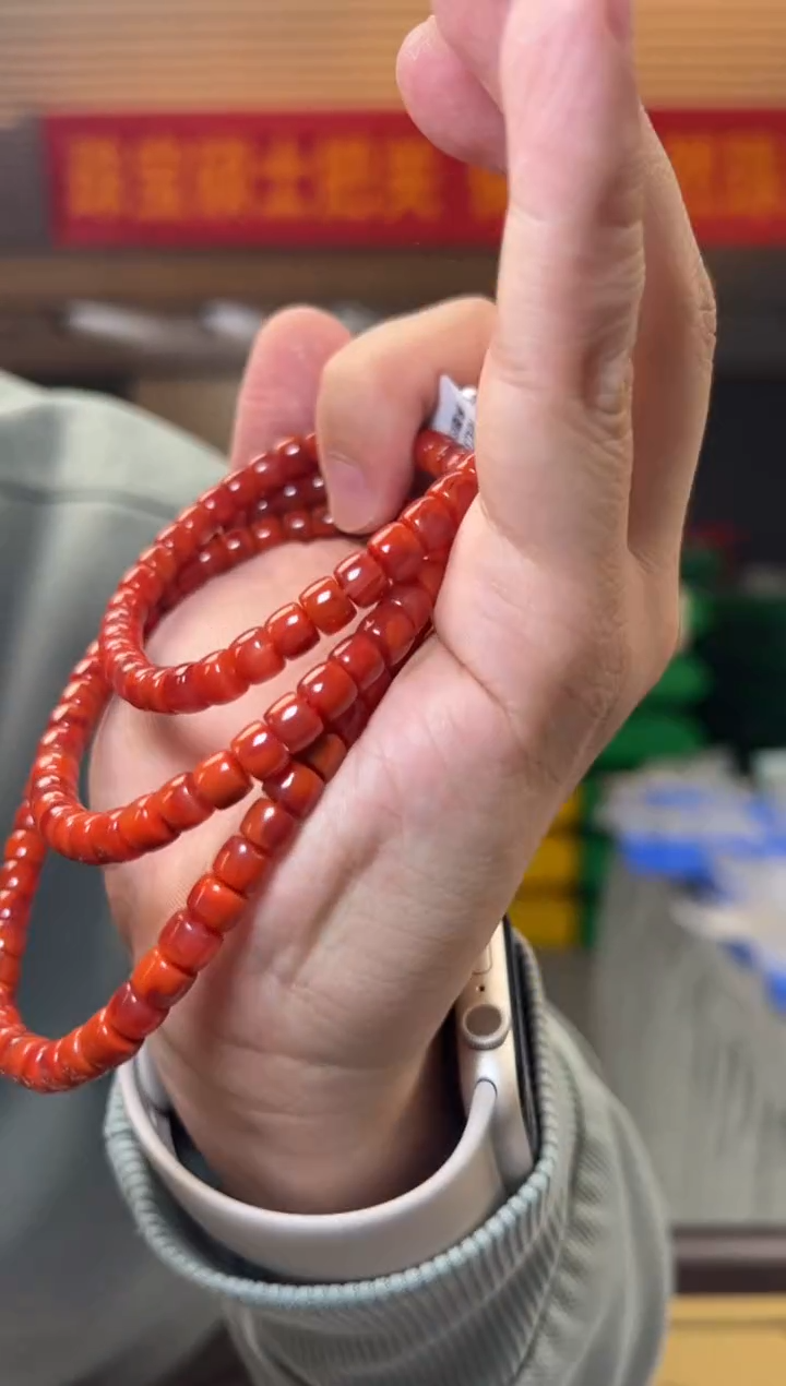 【闪购商品】南红玛瑙手串未镶嵌约6mm+瓦西料南红直切桶珠多圈