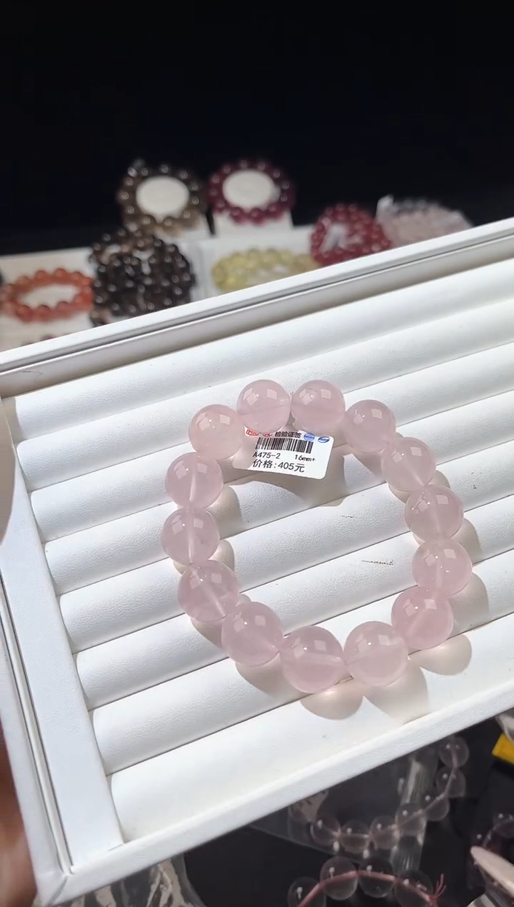 【闪购商品】水晶手链未镶嵌多样性发一粉晶16mm