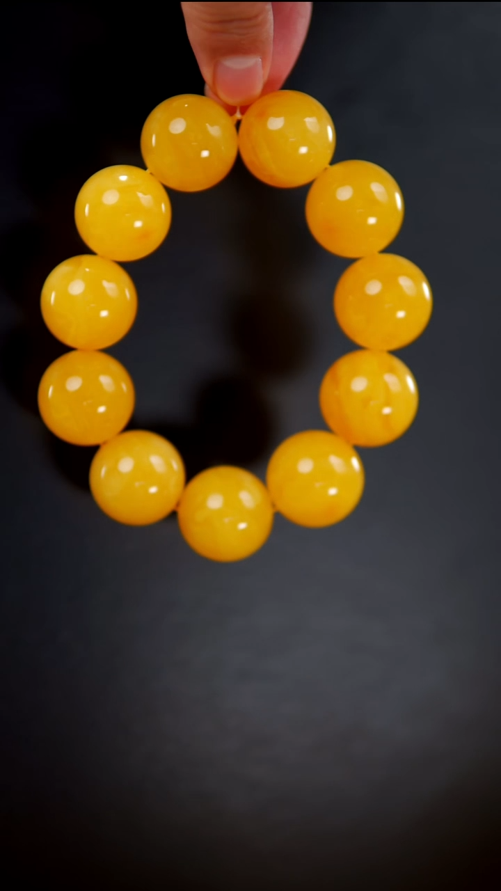 手链琥珀未镶嵌68.68焦皮料圆珠手串