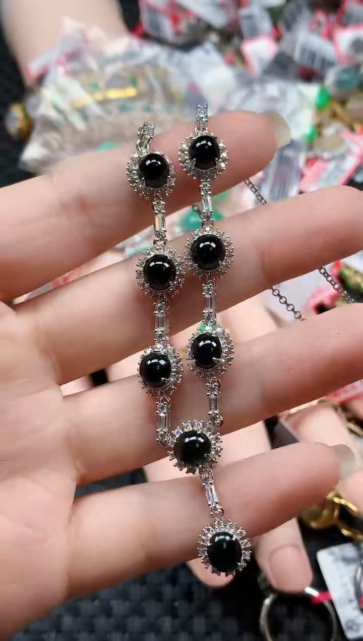 银S925镶嵌戒指翡翠天然A货缅甸翡翠