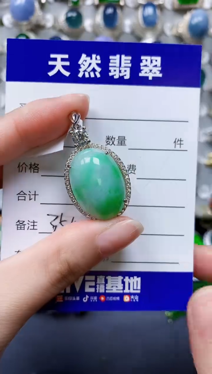 翡翠银S925镶嵌颈饰0354