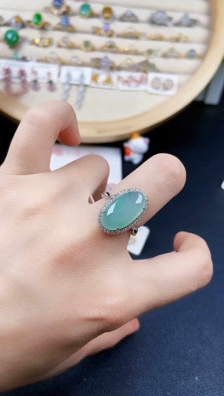 翡翠银S925镶嵌戒指564646