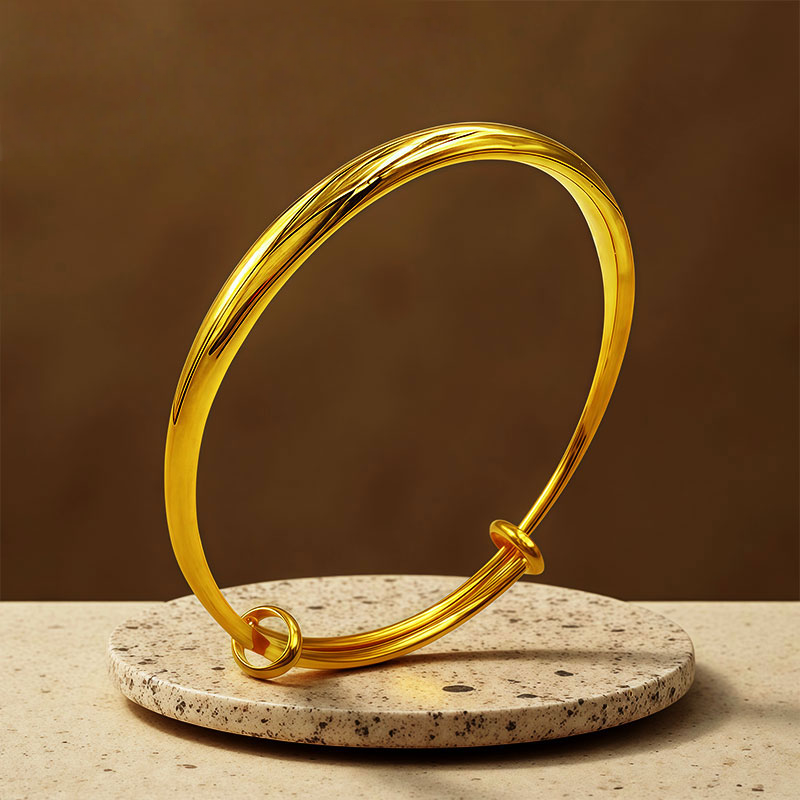 铜合金手镯 镀K金 简约款素圈百搭亮面手镯（P371011）