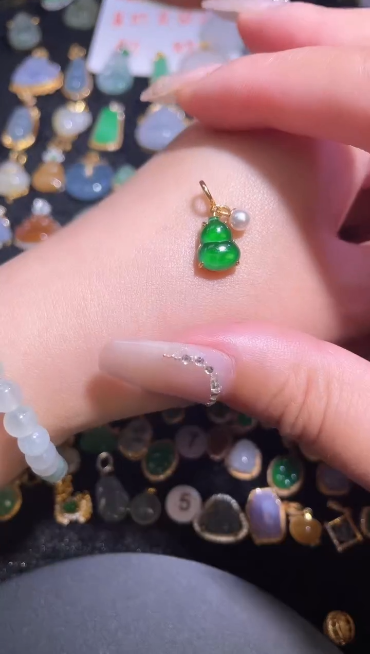 吊坠(不含链)银S925镶嵌翡翠天然a货翡翠