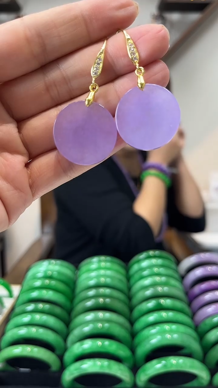 【闪购商品】砖雕a39 冰紫无事牌耳坠