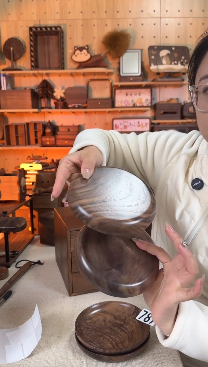 木北美黑胡桃中号老料碟子