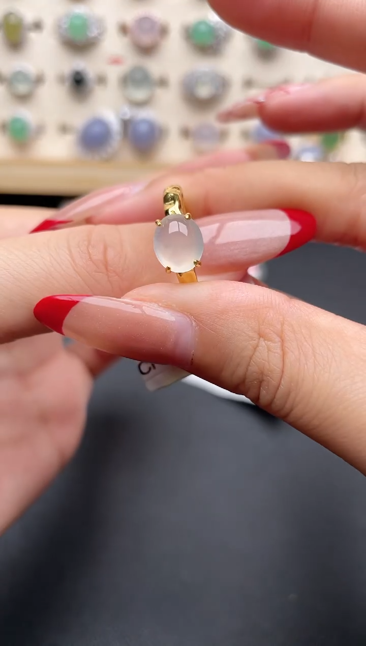 【闪购商品】翡翠戒指银S925镶嵌一物一证一礼盒