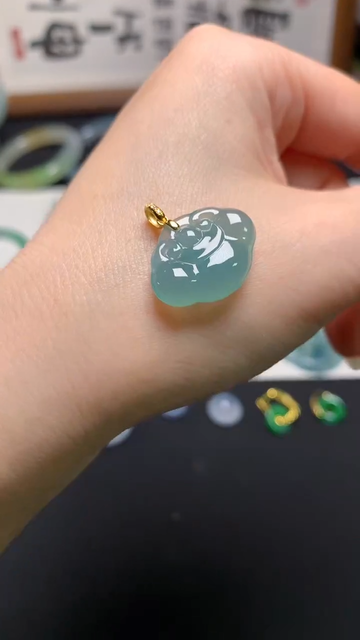 颈饰18K金镶嵌翡翠布*果 0333111567 镶嵌费