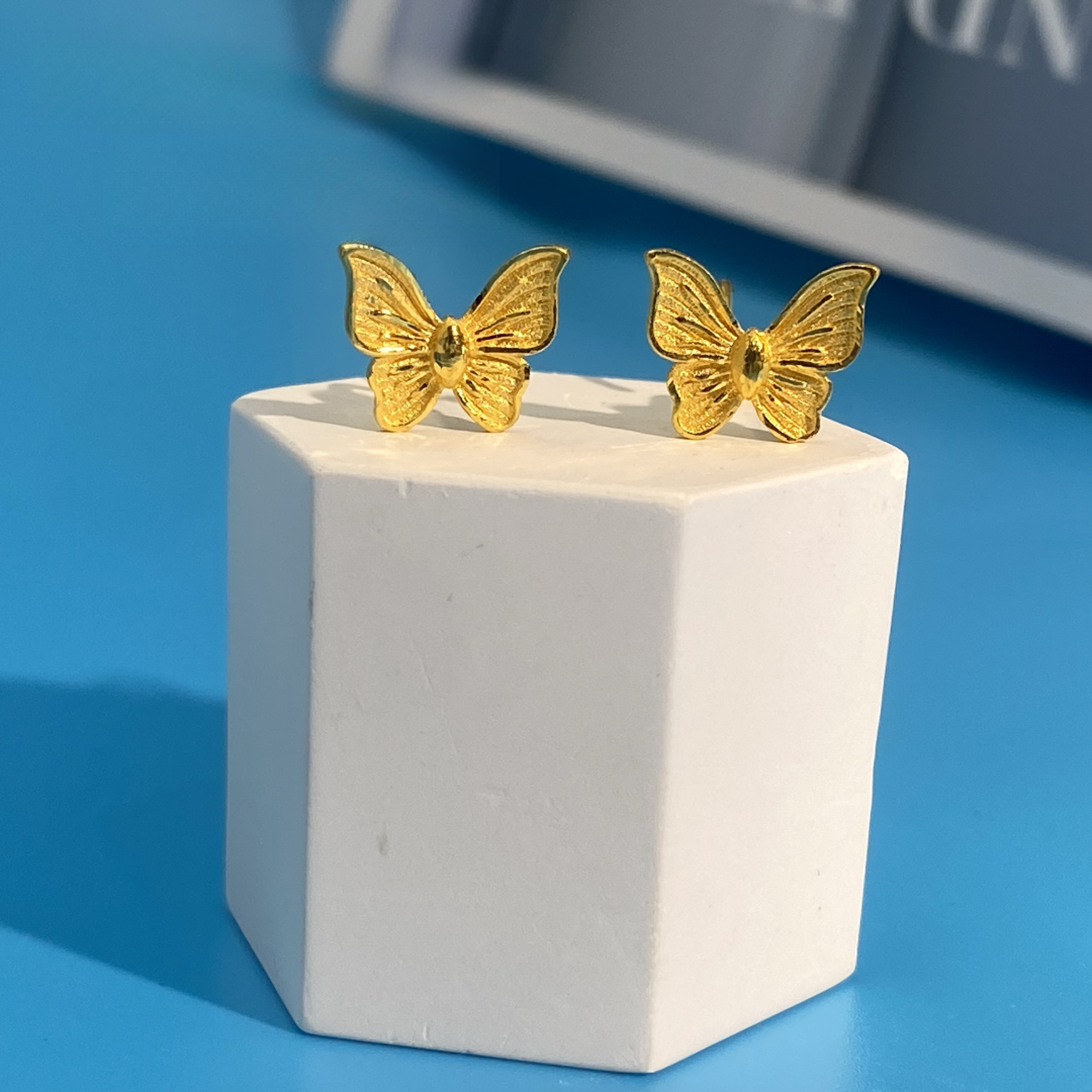 【女神节活动】黄金足金蝴蝶黄金耳饰佳节送礼