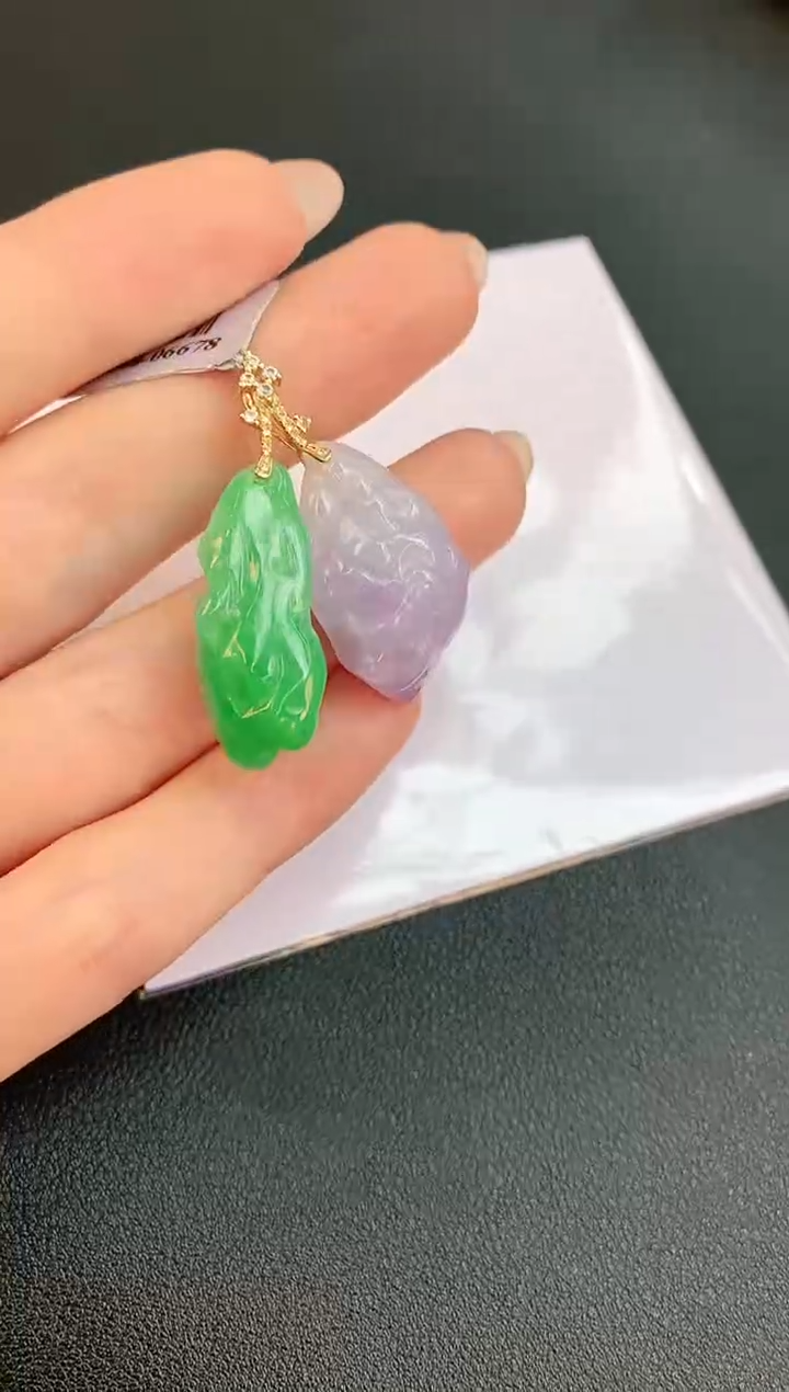 【闪购商品】翡翠颈饰18K金镶嵌赠礼盒证书 珍珍