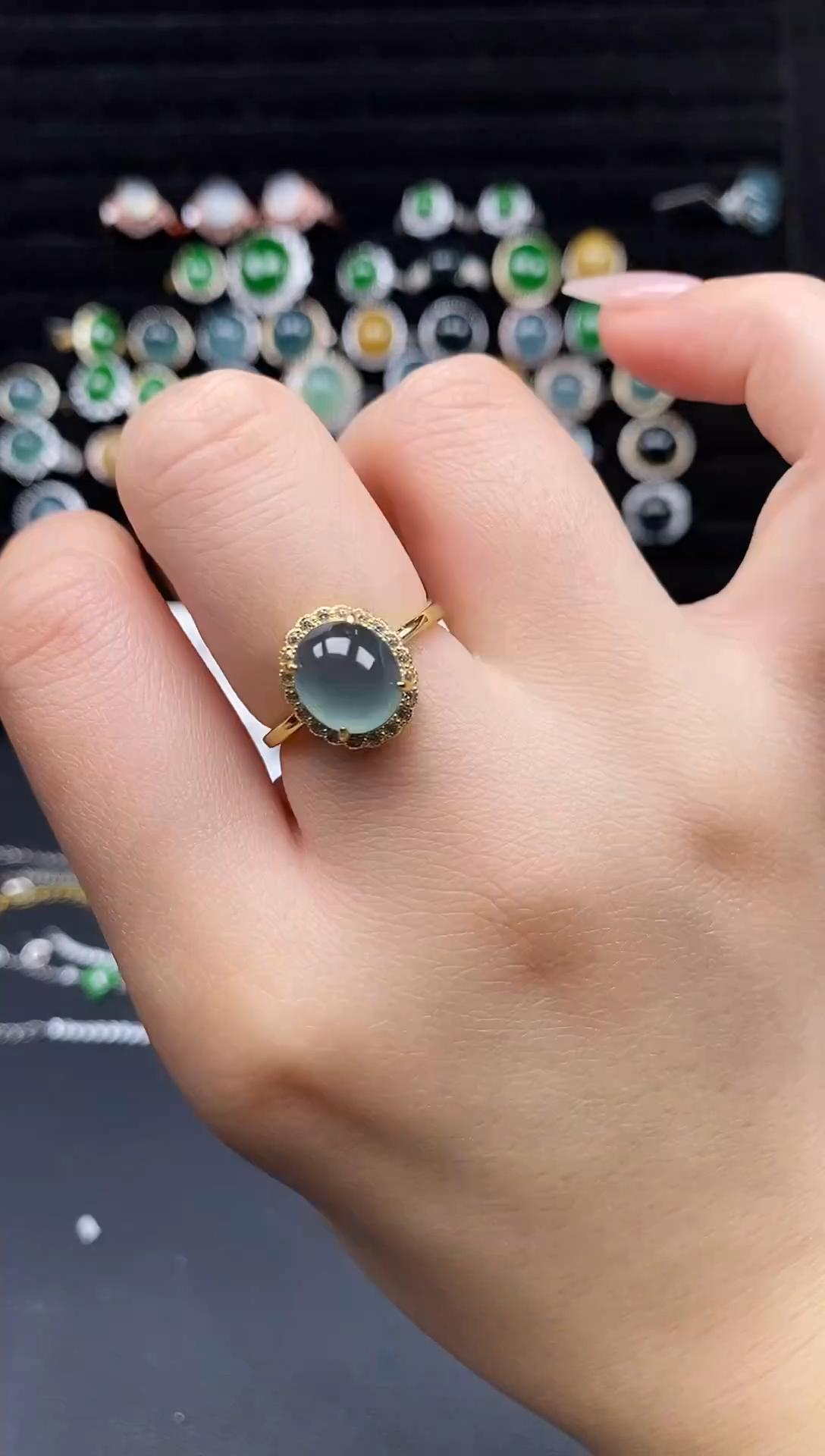 银S925镶嵌戒指翡翠111