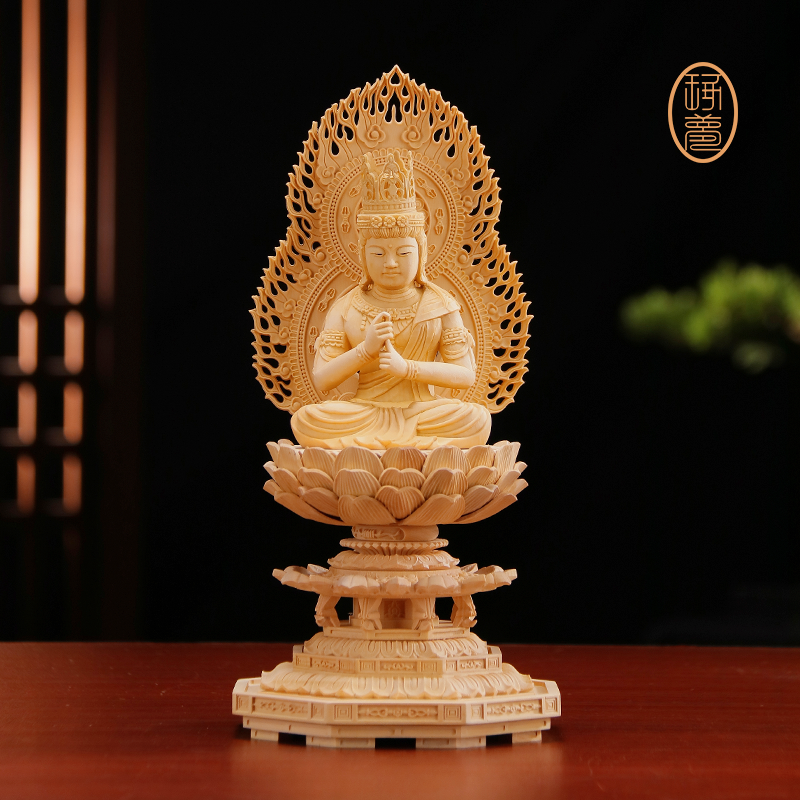 《清刀大日如来》高端黄杨木雕刻客厅全手工高档摆件家里玄关工艺品