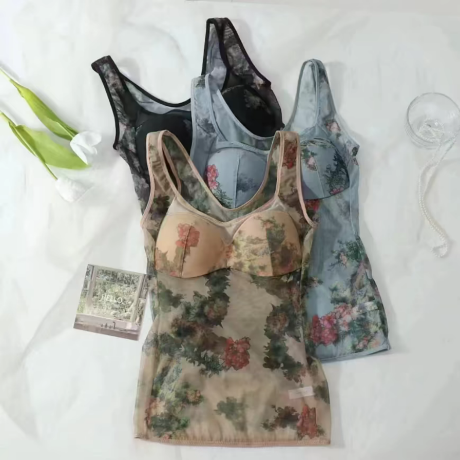 8012鲜花无钢圈透气吸汗不沾身美背