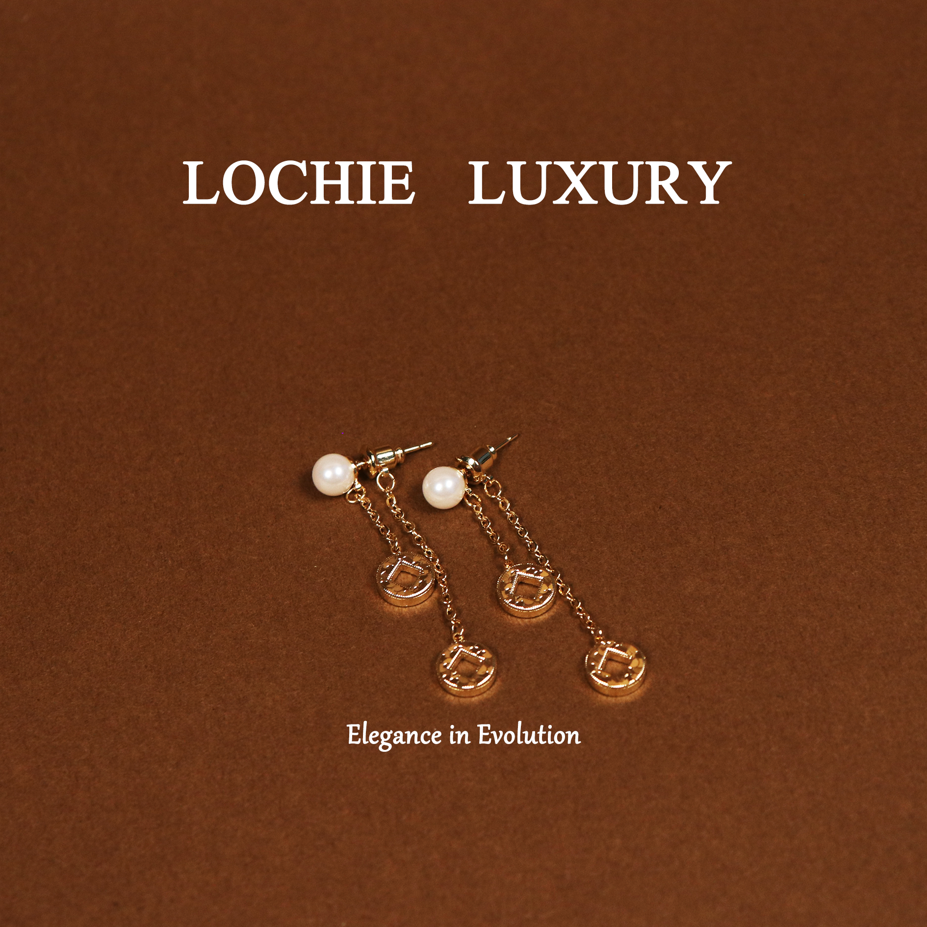 黄铜仿珍珠耳饰 【财源广进】L479新中式小众复古轻奢长款铜币吊坠