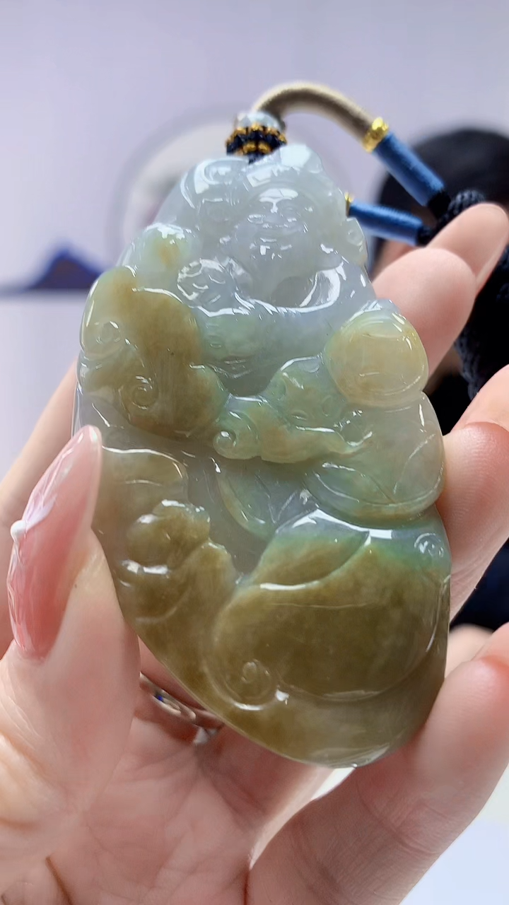 【闪购商品】定制翡翠未镶嵌4917DD-毛货挂件93