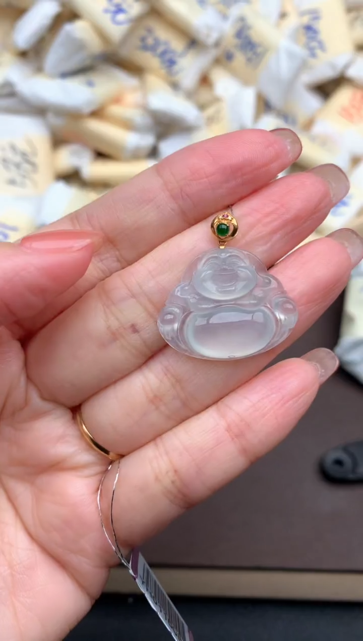 【闪购商品】翡翠挂件18K金镶嵌一