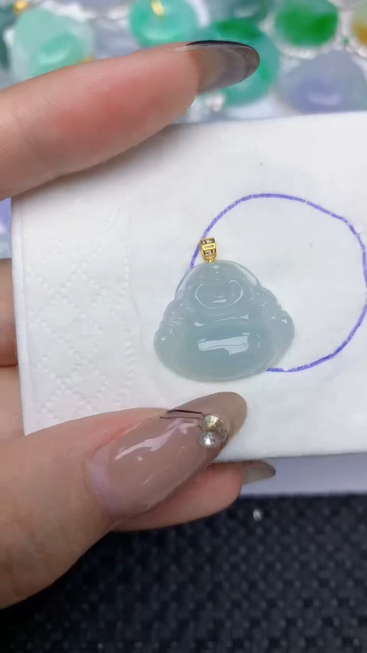 颈饰18K金镶嵌翡翠天然缅甸翡翠a货百元以上9元证书费自理