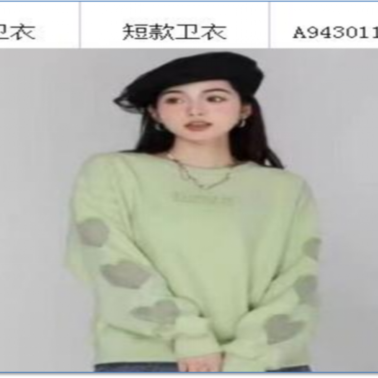 长袖贴布长款薄款上衣短款杂志风纯色卫衣时尚女装秋冬宽松
