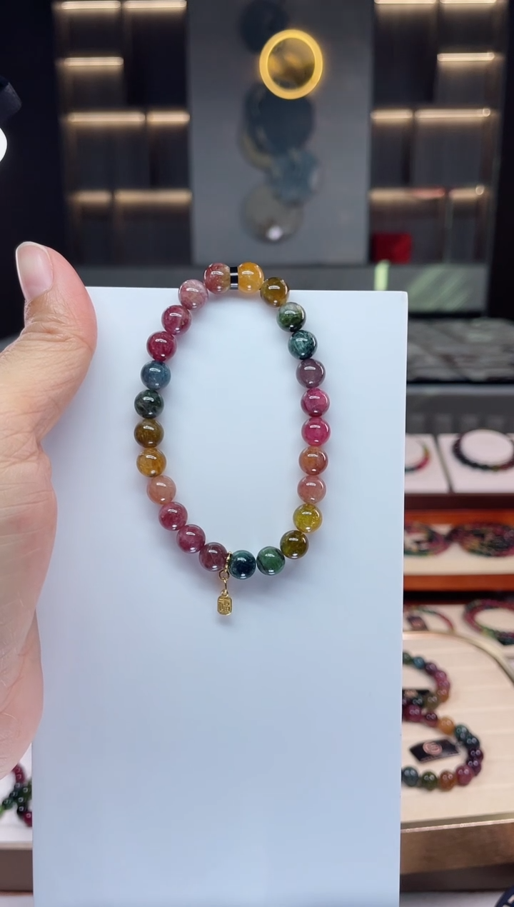 未镶嵌老矿碧玺彩虹单圈手串7mm+碧玺（多样性发一条）Q