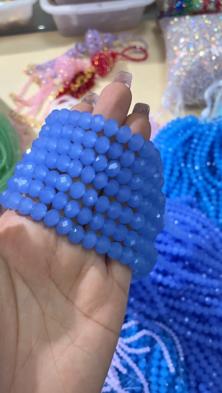 玻璃1695卡6水晶扁10条中蓝玉