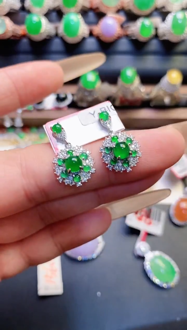 银S925镶嵌戒指翡翠天然