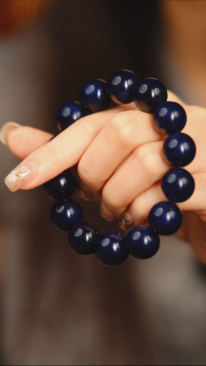 猴*哥@1.5蓝宝砂手串14颗@非遗大漆