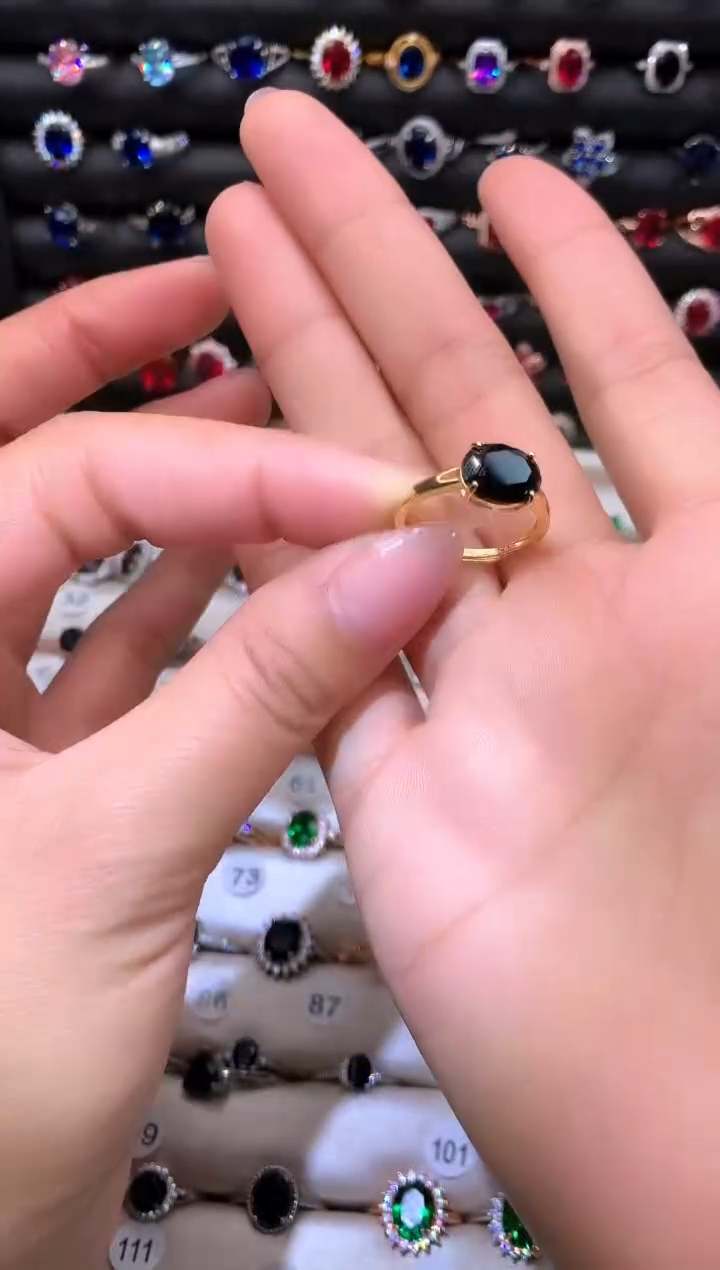 【闪购商品】祖母绿戒指银S925镶嵌810山蓝