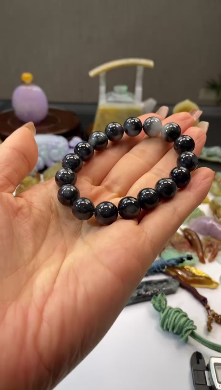 【闪购商品】翡翠手串未镶嵌翡翠冰乌鸡手串