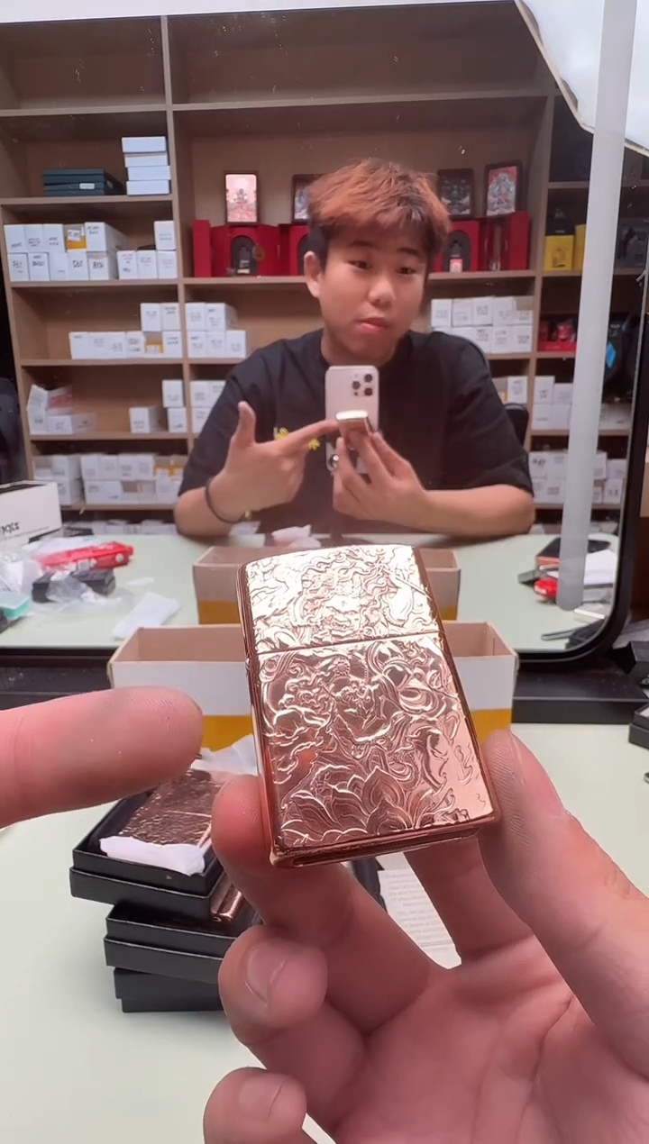 Zippo打火机紫铜重甲大黑天