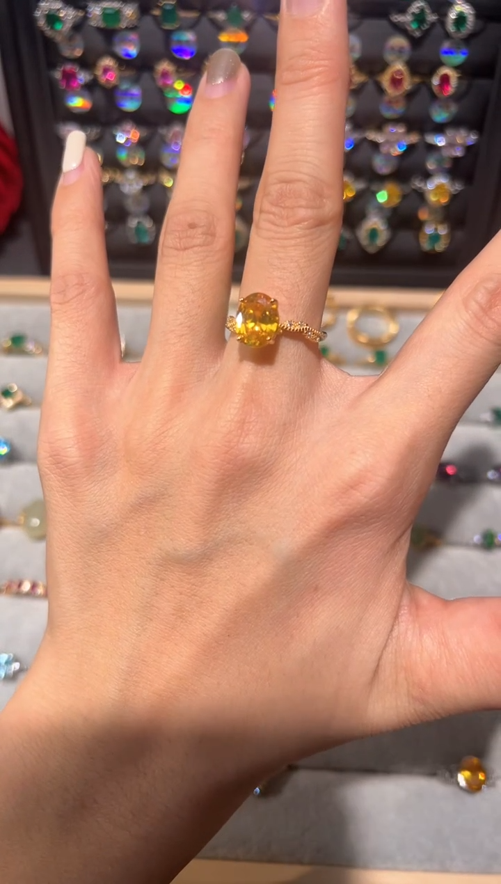 【闪购商品】黄晶戒指银S925镶嵌0000