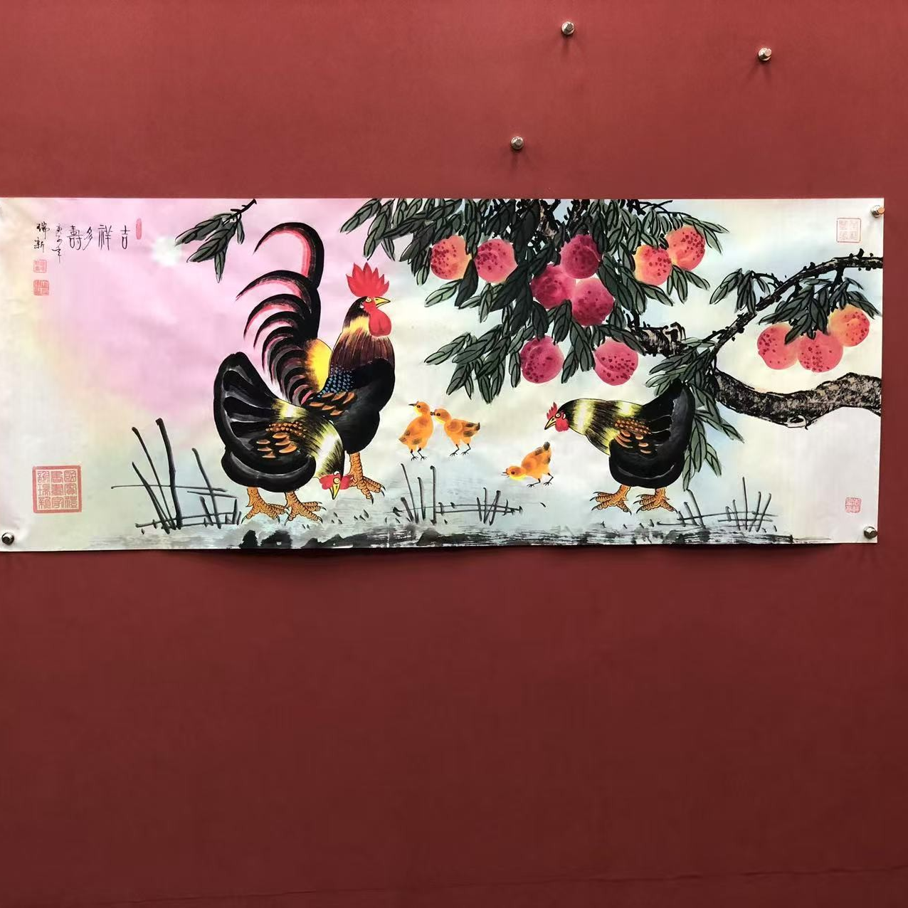 谢瑞新作品 吉祥多寿 小六尺