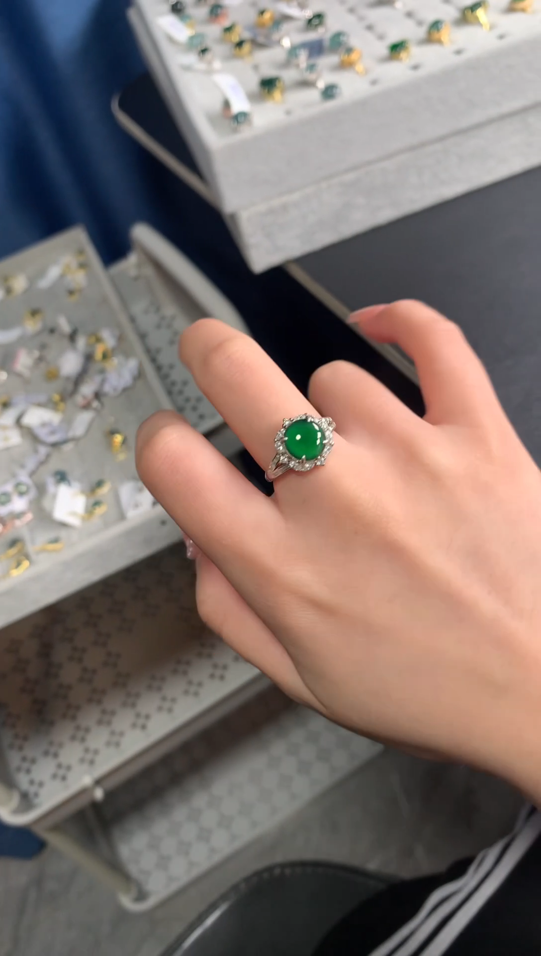 【闪购商品】翡翠戒指银S925镶嵌5241