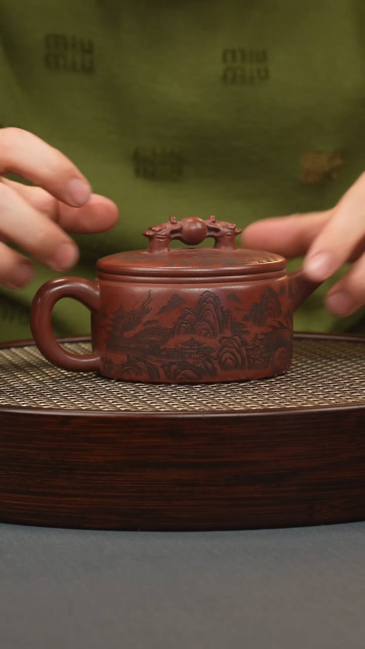 【闪购商品】紫砂茶壶龙血砂 汉瓦 双龙戏珠