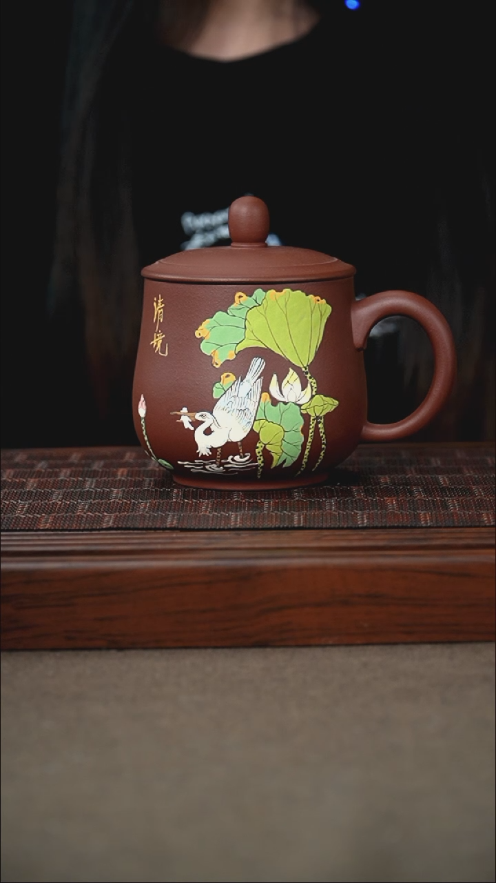 茶杯紫砂原矿底槽青泥绘紫砂杯380cc