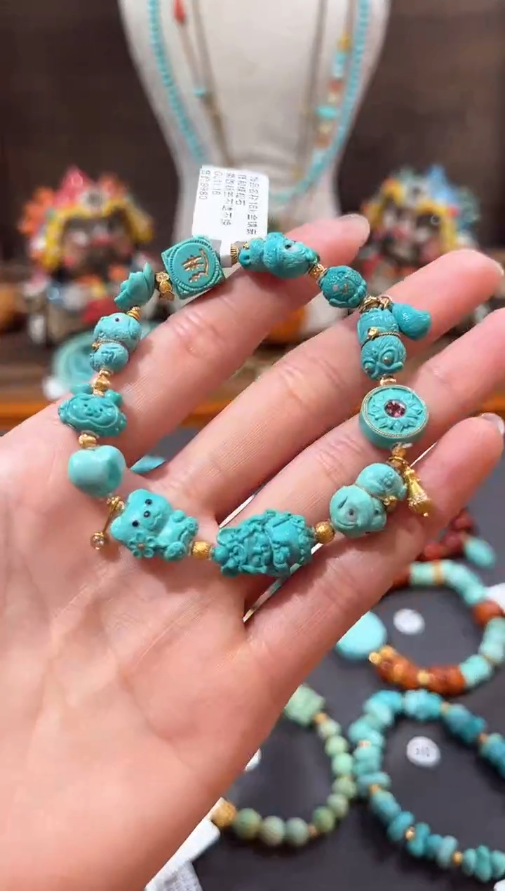 【闪购商品】绿松石手链18K金镶嵌绿松石手链