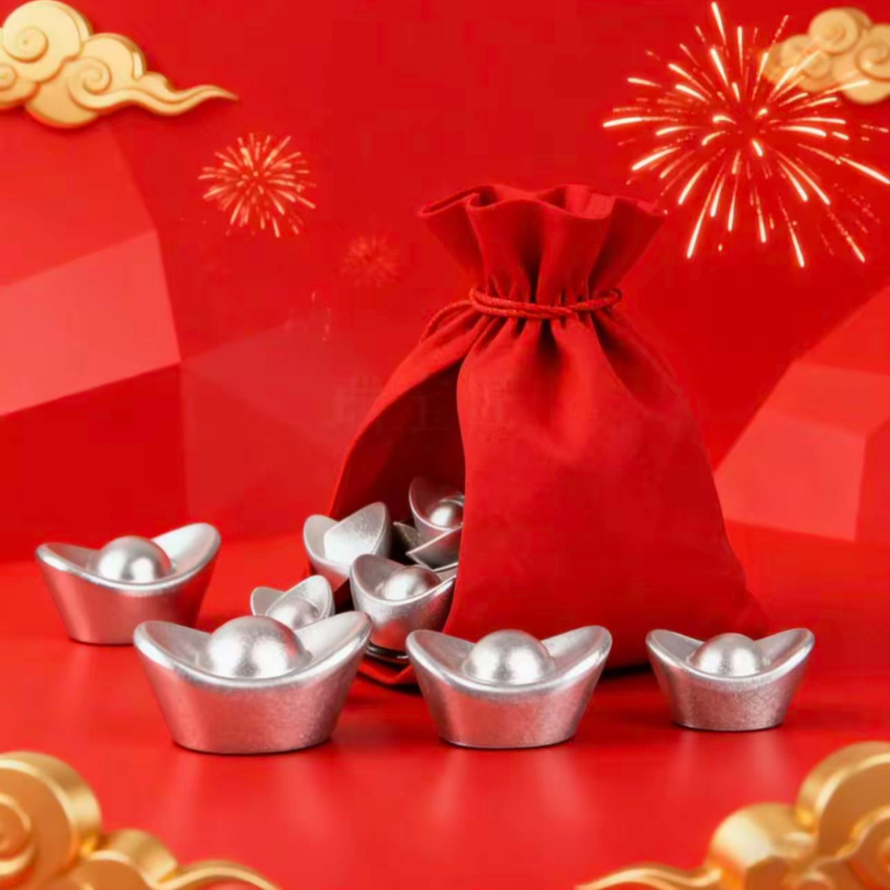 精美实心小宝10g古法工艺礼品送礼袋礼盒套春节商务家居高端摆件B