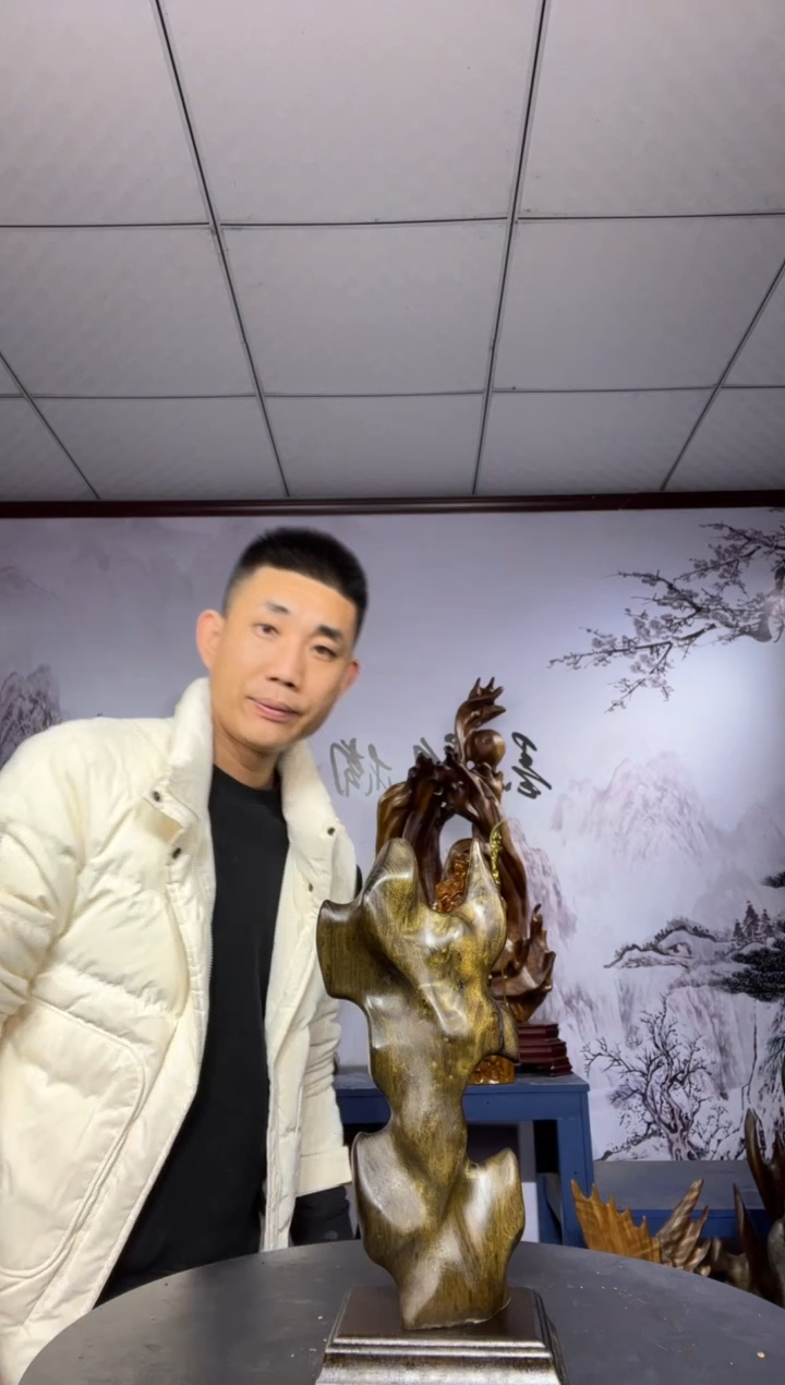 金丝楠木雕款乙**法金丝楠木工艺品摆件
