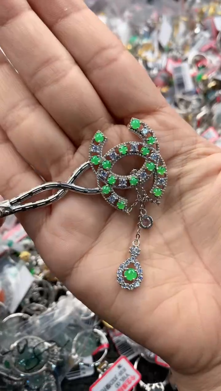 银S925镶嵌戒指翡翠10            7