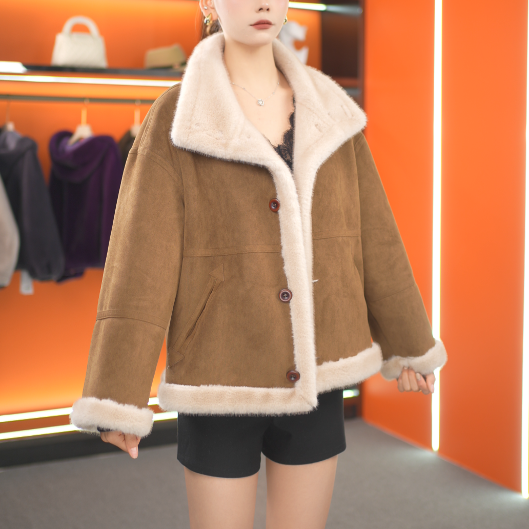 25冬季发布设计师款高定上衣 可翻可立领女士高端气质千金风外套L