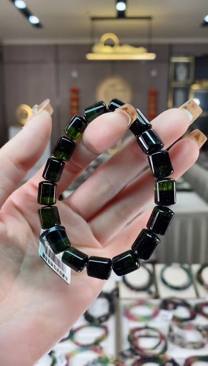 【闪购商品】碧玺西瓜桶珠单圈手串未镶嵌一物一证dan