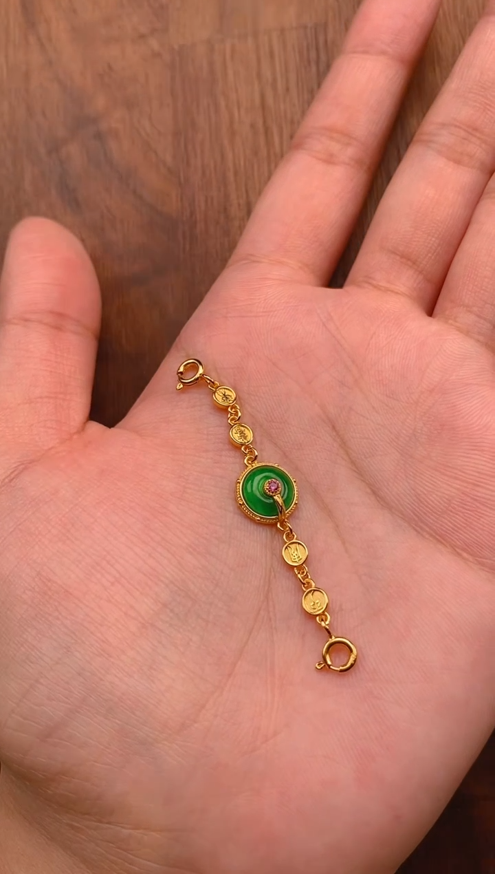 【闪购商品】翡翠吊坠(不含链)银S925镶嵌平安扣延长链