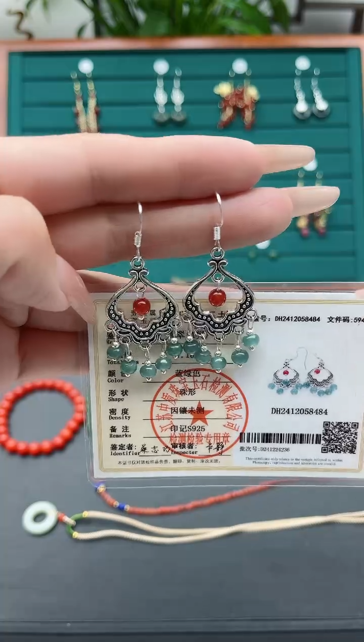 【闪购商品】翡翠耳饰银S925镶嵌8A00000