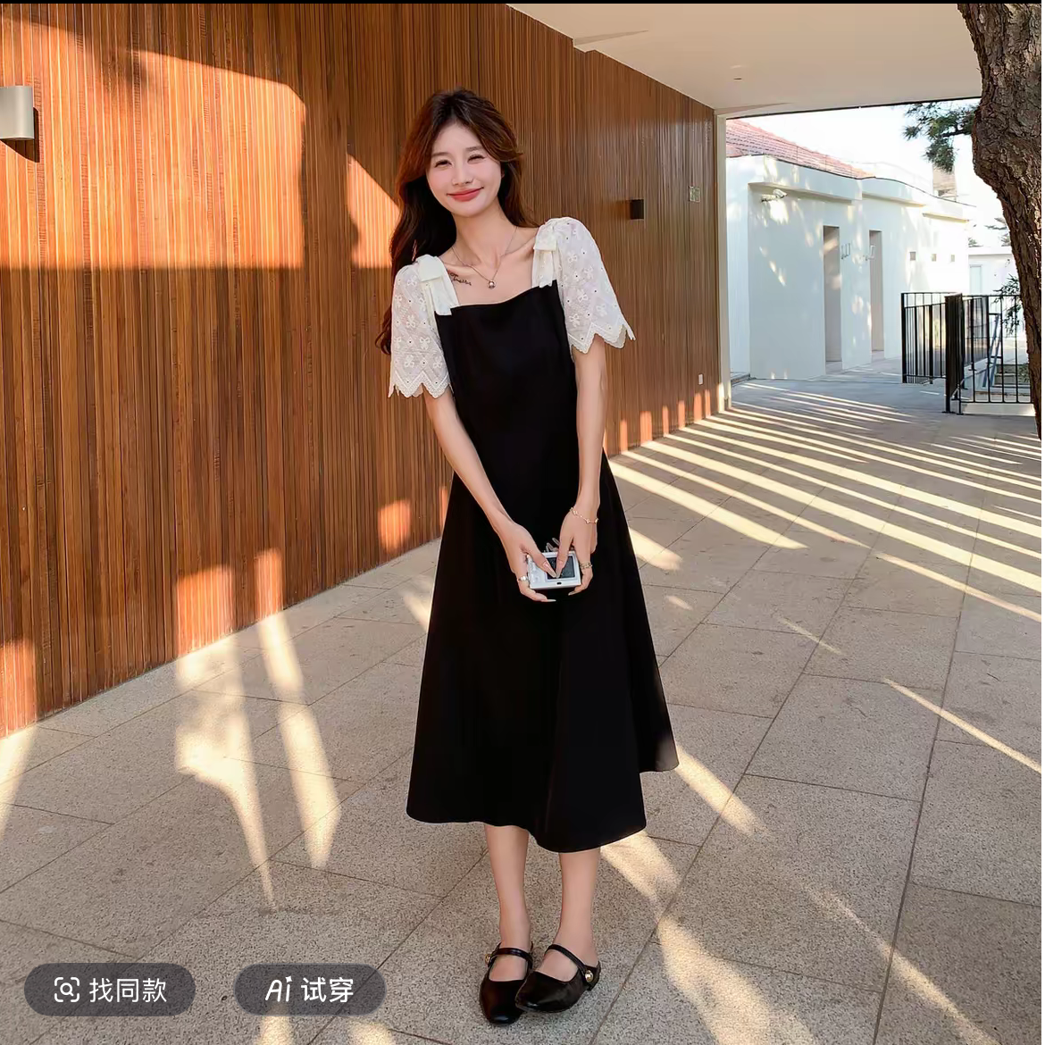 ZOZO-86207夏季新款女法式赫本风撞色端庄优雅连衣裙