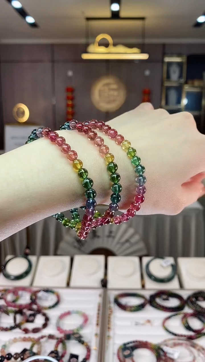 【闪购商品】碧玺收藏级三圈手串5mm+未镶嵌一物一证dan