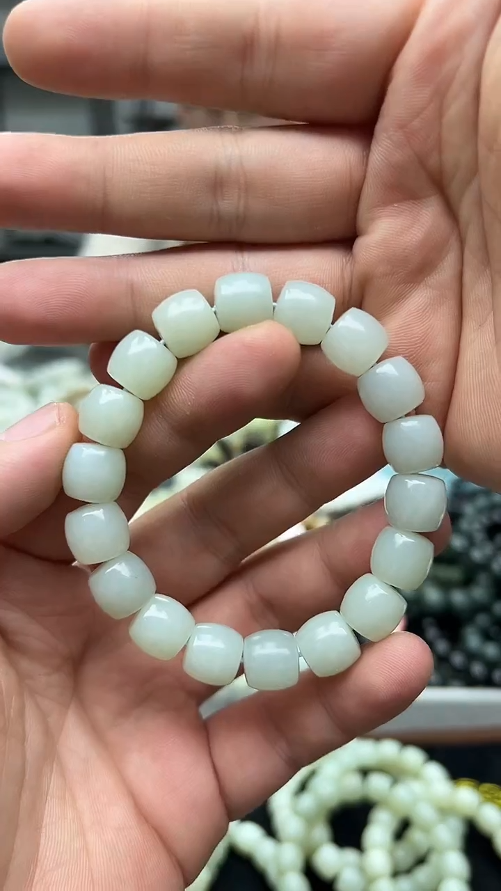 未镶嵌手串和田玉纯天然新疆且末高青白12