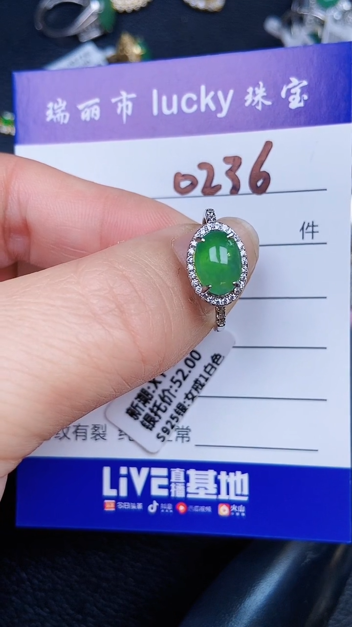 颈饰银S925镶嵌翡翠0236